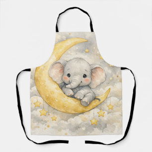 Delantal Arte de guardería de luna de elefante lindo