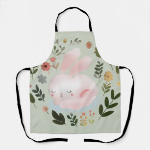 Delantal Arte de guirnalda floral de conejito de primavera