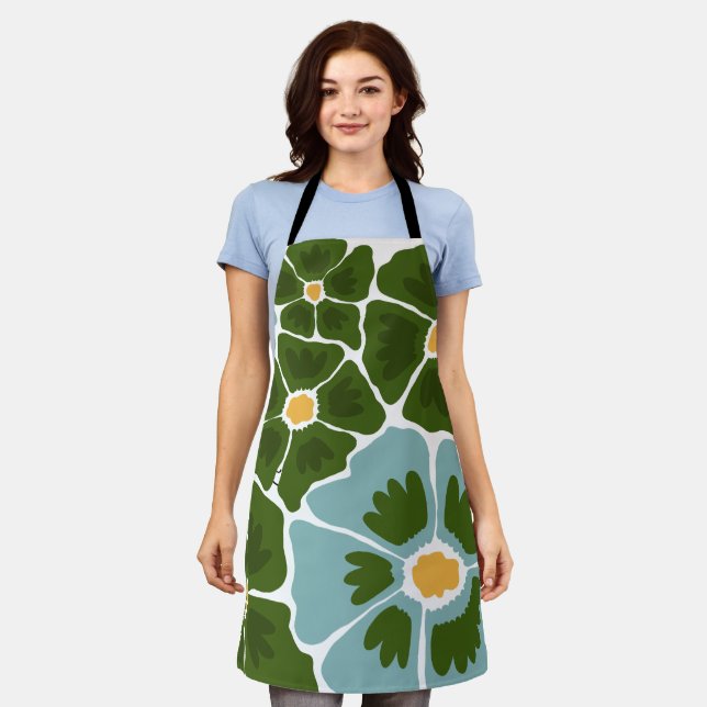 Delantal Arte de ilustración floral (Gastado)