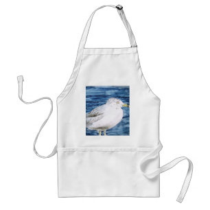 Delantal arte de la pintura de la acuarela de las gaviotas