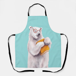 Delantal Arte de lectura de oso polar - Lover libro