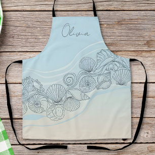 Delantal Arte de línea de conchas marinas costeras