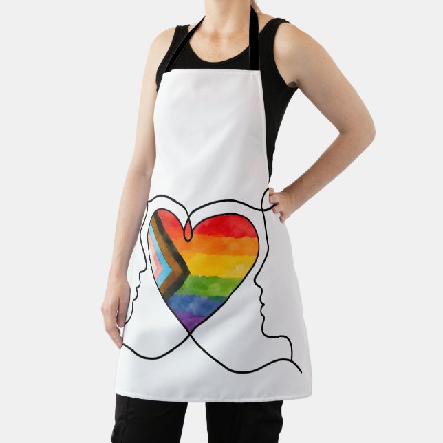Delantal Arte de línea del corazón Progress Pride (in situ)