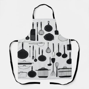 Delantal Arte de líneas depuradas que representa utensilios