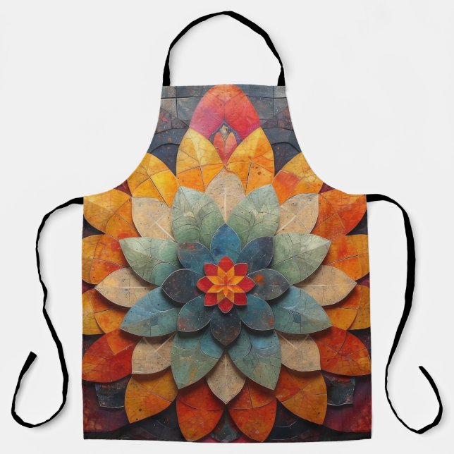 Delantal Arte de Mandala Flor Texturizada (Anverso)