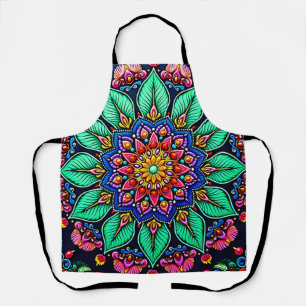 Delantal Arte de Mandala Floral Vibrante