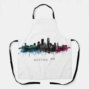 Delantal Arte de Massachusetts Acuarela del horizonte de