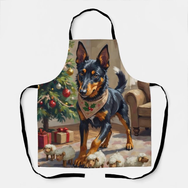 Delantal Arte de Navidad de Pastoreo de Kelpie Australiano (Anverso)