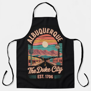 Delantal Arte de paisaje urbano retro de Albuquerque, Nuevo