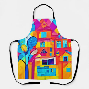 Delantal Arte de paisaje urbano vibrante de ensueño