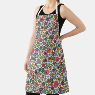 Delantal Arte de patrón sin fisuras de dibujo floral retro