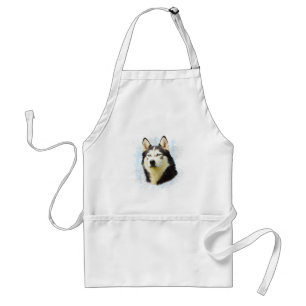Delantal Arte de pintura en acuarela de perro Husky Siberia
