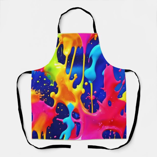 Delantal Arte de pintura goteante colorida (Anverso)