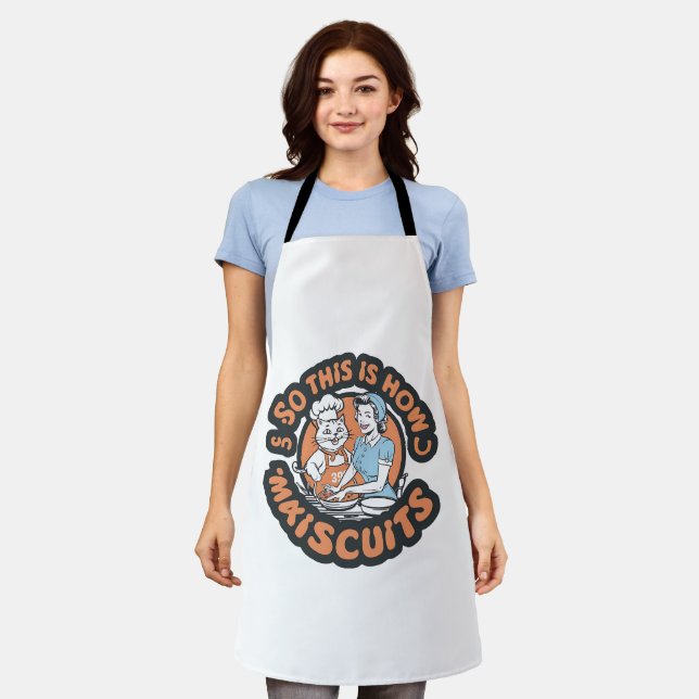 Delantal Arte de repostería Retro Cat Chef Maiscuits (Gastado)