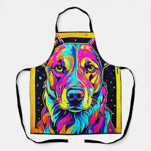 Delantal Arte de retrato de perro arco iris