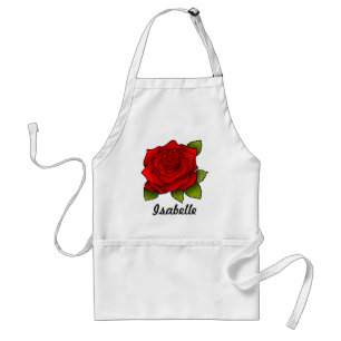 Delantal Arte de Rosa Roja Única Personalizada
