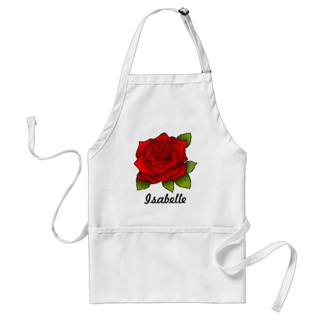 Delantal Arte de Rosa Roja Única Personalizada (Frente)