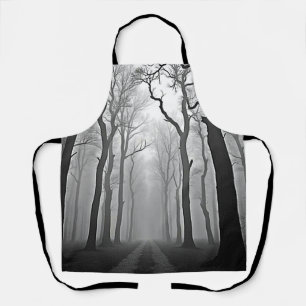 Delantal Arte de sendero forestal brumoso y espeluznante