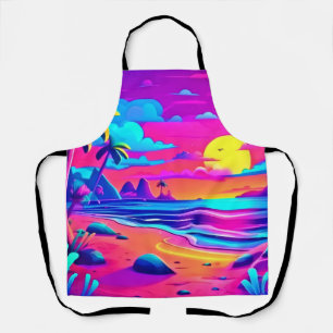 Delantal Arte de Sunset en la playa de Neon Tropical