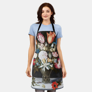 Delantal Arte de Tulipanes y Rosas Holandés Antiguo Bosscha