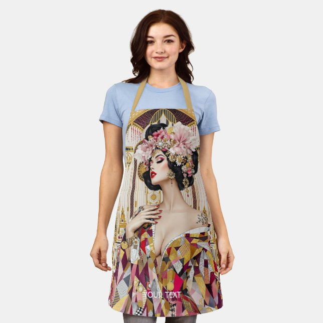 Delantal Arte Deco Dama Fantasía Lindo (Gastado)
