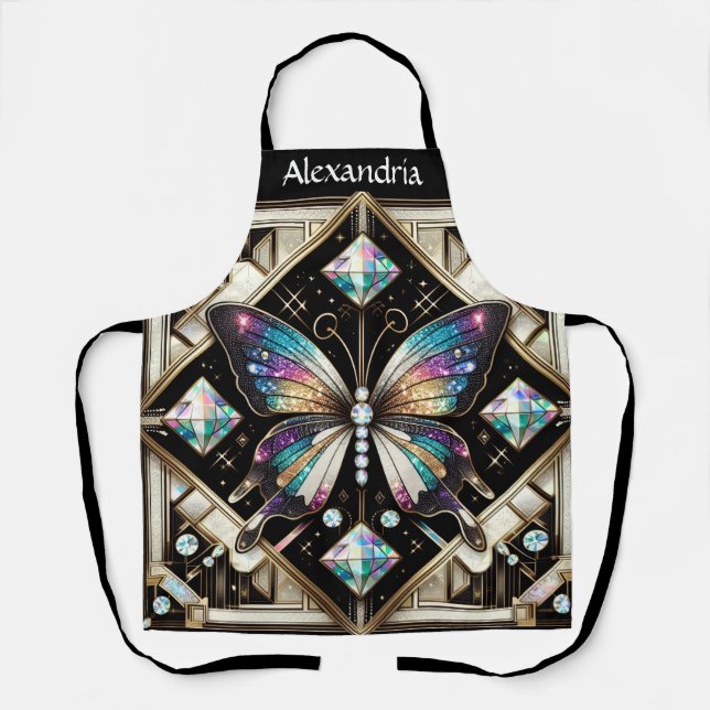 Delantal Arte Deco Mariposa Arcoíris (Anverso)