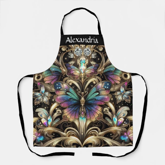 Delantal Arte Deco Mariposa Arcoíris (Anverso)
