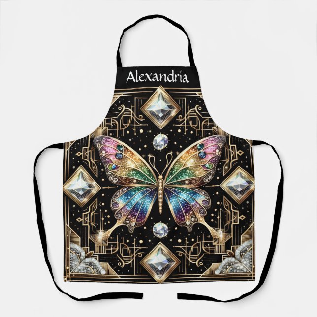 Delantal Arte Deco Mariposa Arcoíris (Anverso)