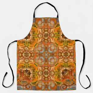 Delantal arte deco ornamental vintage patrón en naranja, vi