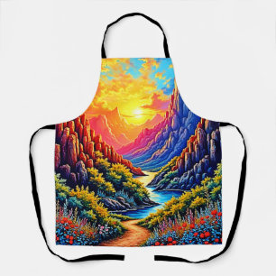 Delantal Arte del río Cañón del Atardecer
