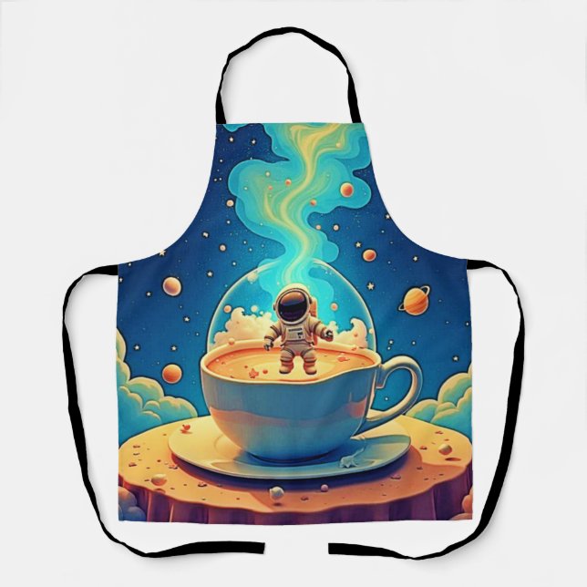 Delantal Arte Espacial del Café del Astronauta (Anverso)