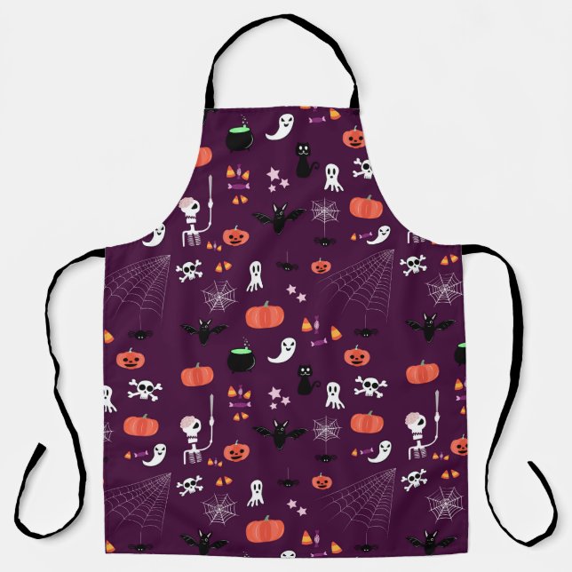 Delantal Arte espeluznante y lindo de Halloween (Anverso)