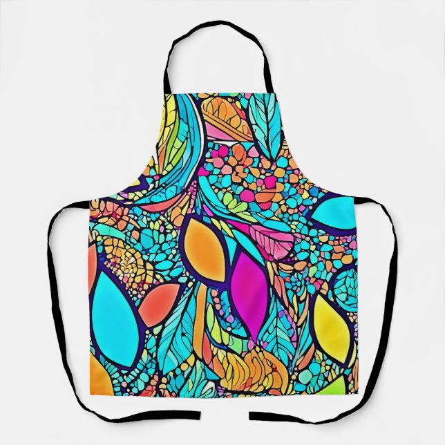 Delantal Arte floral abstracto colorido (Anverso)