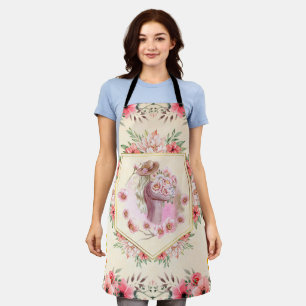 Delantal Arte Floral, Flores Rosa, Dama De Primavera