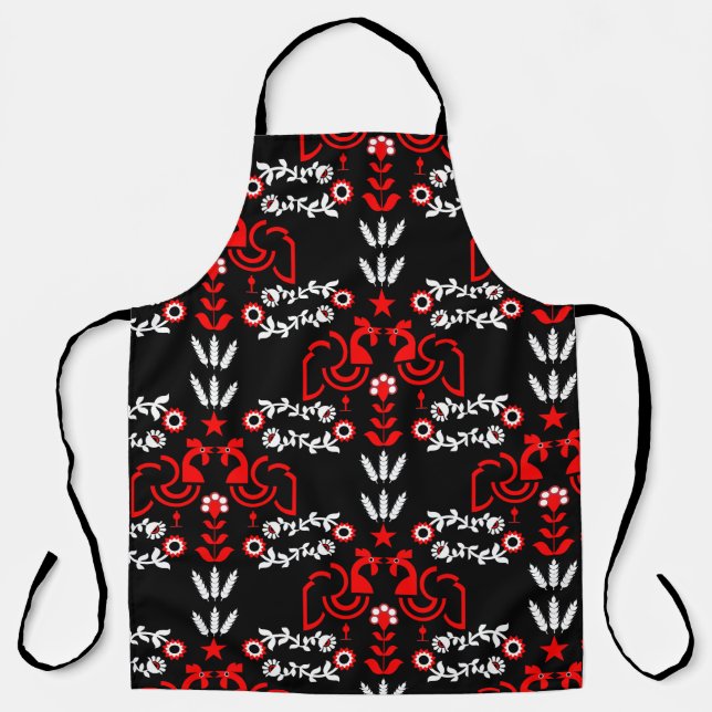 Delantal Arte folclórico escandinavo de Cockerel (Anverso)