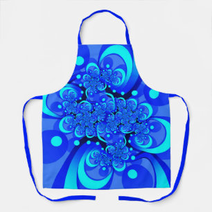 Delantal Arte fractal abstracto moderno tonos de azul