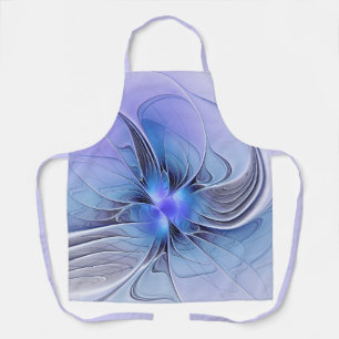 Delantal Arte fractal moderno abstracto lavanda azul