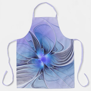Delantal Arte fractal moderno abstracto lavanda azul