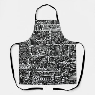 Delantal Arte Geométrico Negro Y Blanco 2