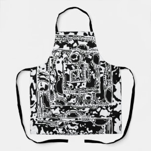 Delantal Arte Geométrico Negro Y Blanco 25