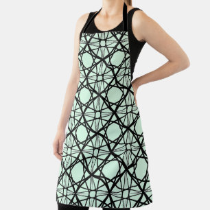 Delantal Arte geométrico negro y verde menta