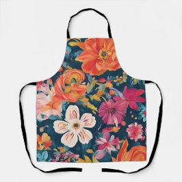 Delantal Arte Gráfico Floral Vibrante