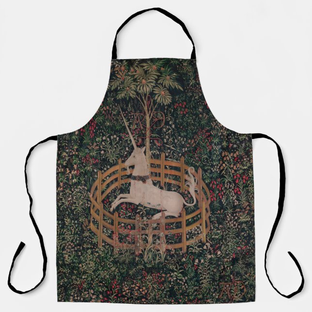 Delantal Arte medieval de unicornio: Unicornio descansa en  (Anverso)