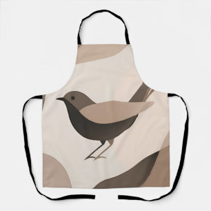 Delantal Arte minimalista de aves tonos neutros naturaleza