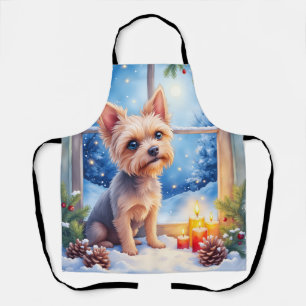 Delantal Arte Navideño de Ventana Helada con Griffon de Bru