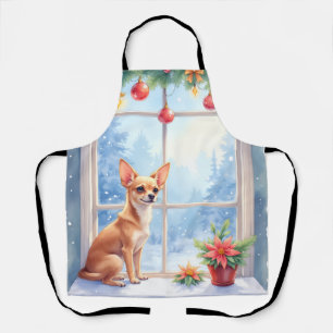 Delantal Arte Navideño Vacacional de Ventana con Nieve Chih