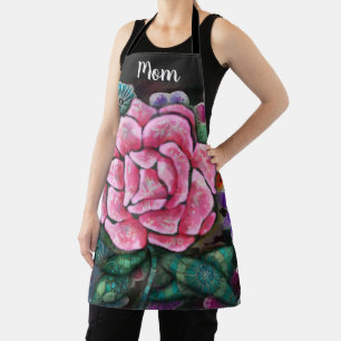 Delantal Arte Nouveau Botánico Floral Caprichoso Rosa