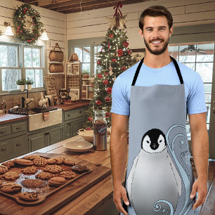 Delantal Arte Nouveau de pingüino invernal caprichoso copos