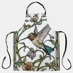 Delantal Arte nuevo artístico de colibrí elegante botánico 