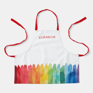 Delantal Arte personalizado de la escuela de acuarela Rainb